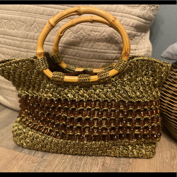 Trina Turk Beaded Straw Purse - Picture 1 of 9